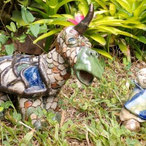 "Injured Beast and His Man" Sculpture by Diane "Mizu" Sumida