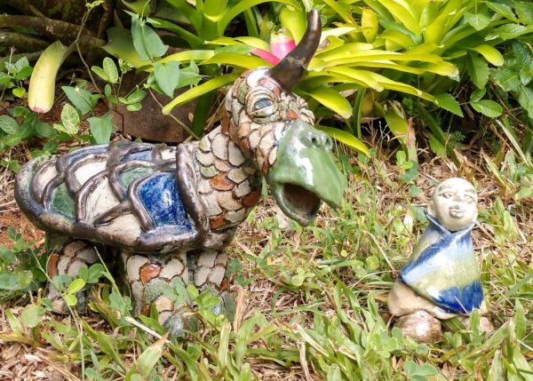 "Injured Beast and His Man" Sculpture by Diane "Mizu" Sumida